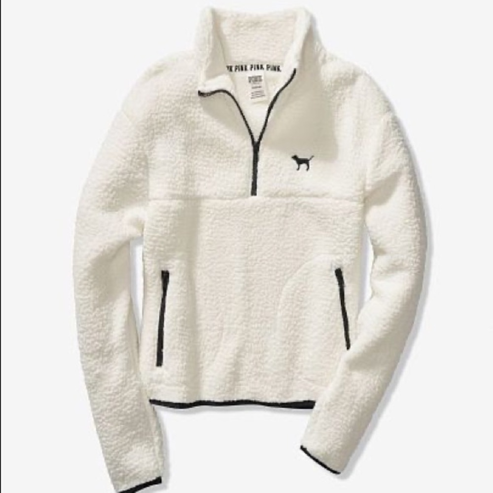 White & Black Victoria Secret Sherpa Pullover